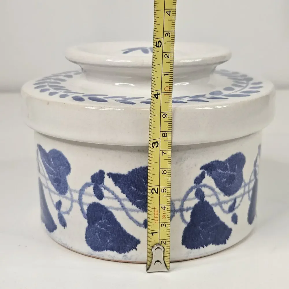 Vintage Amnion Triana Salt Glaze Stoneware Floral Print Butter Crock W Lid